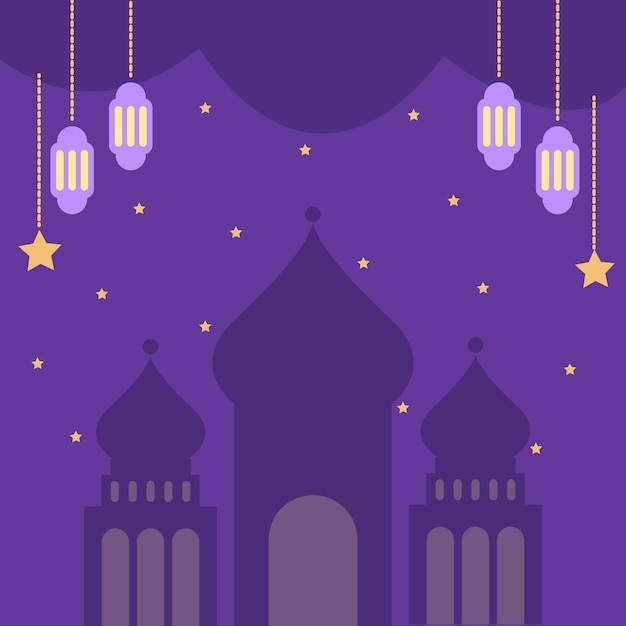 purple ramadan poster illustration vector