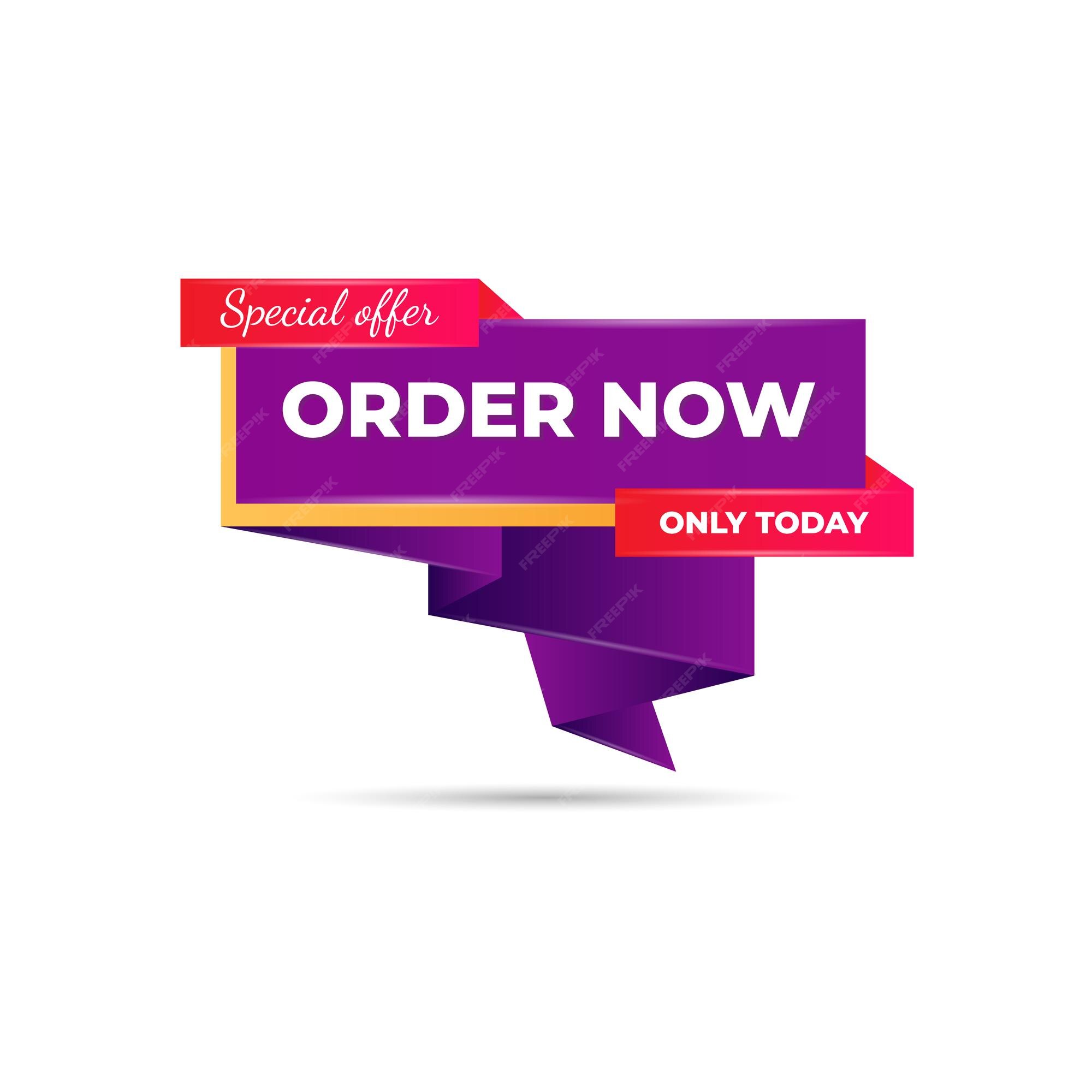 Premium Vector | A purple and red banner that says order now.