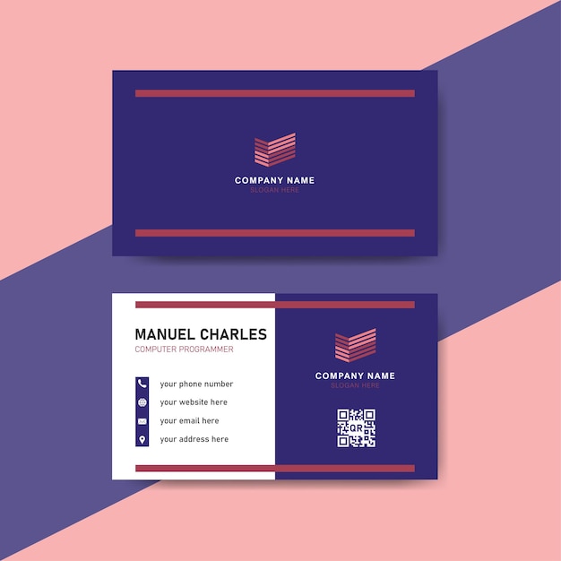 Purple and red business identity card template concept