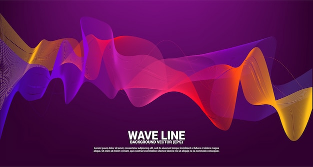 Purple red Sound wave line curve on dark background. Element for theme technology futuristic vector