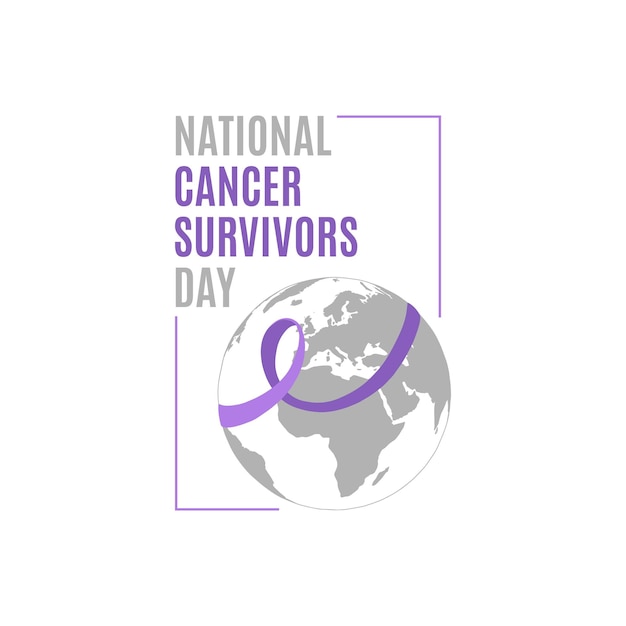 Purple ribbon cancer awareness symbol illustration of 7 june national cancer survivors day