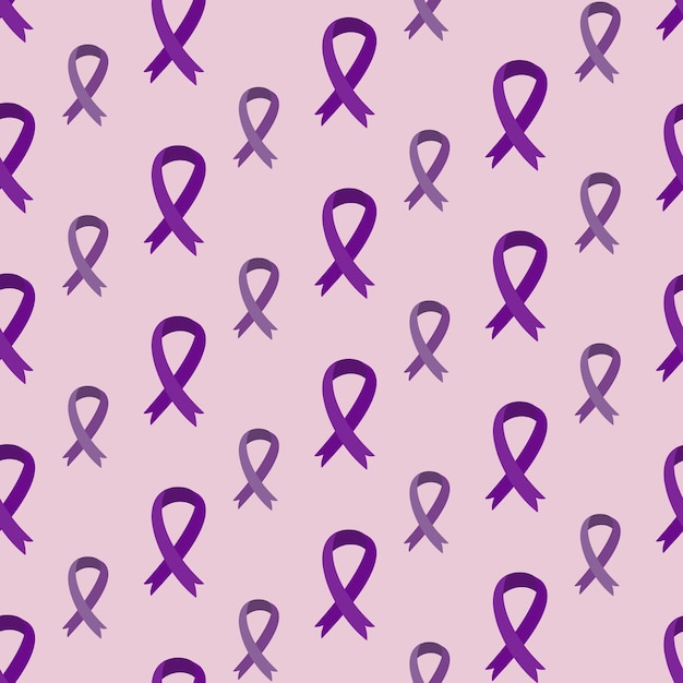 Vector purple ribbon seamless pattern background emblem symbol for dementia awareness month