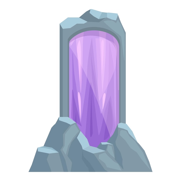 Vector purple rock portal game icon cartoon vector universe laser plasma pedestal