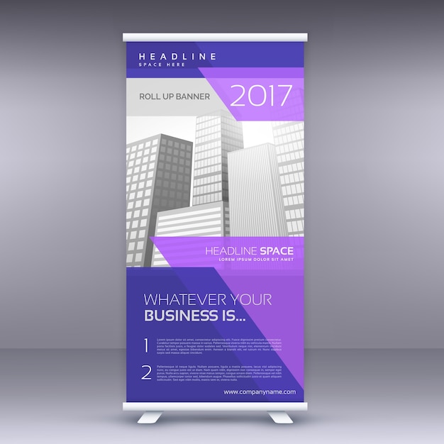 Vector purple roll up banner design