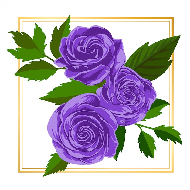 Purple Rose Floral Flower Vintage Leaf Nature