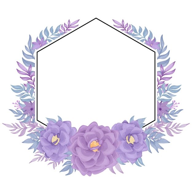 Purple rose flower frame watercolor decoration