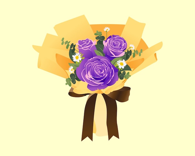 Vector purple roses bouquet