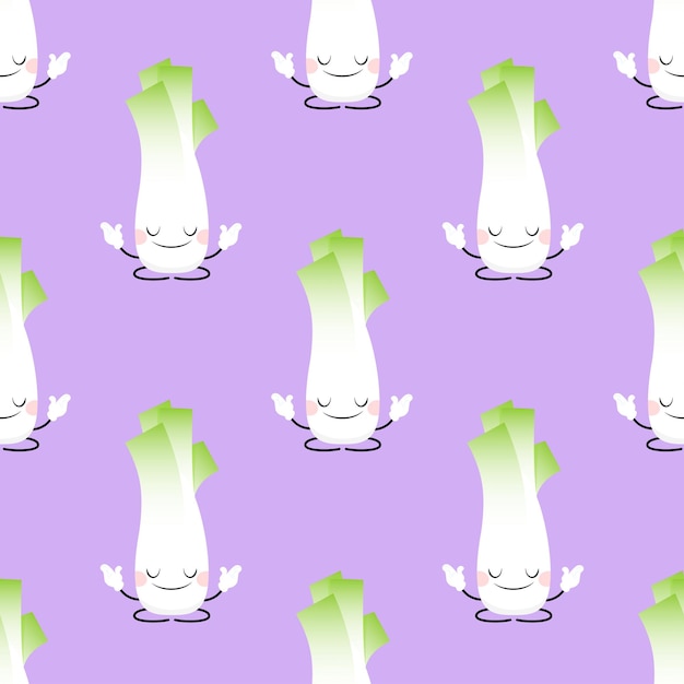 Purple seamless pattern of white leeks