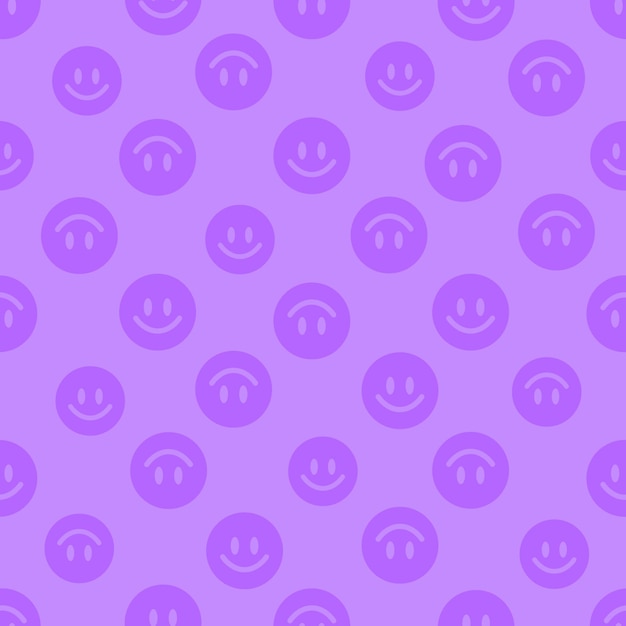 Purple seamless pattern with happy face