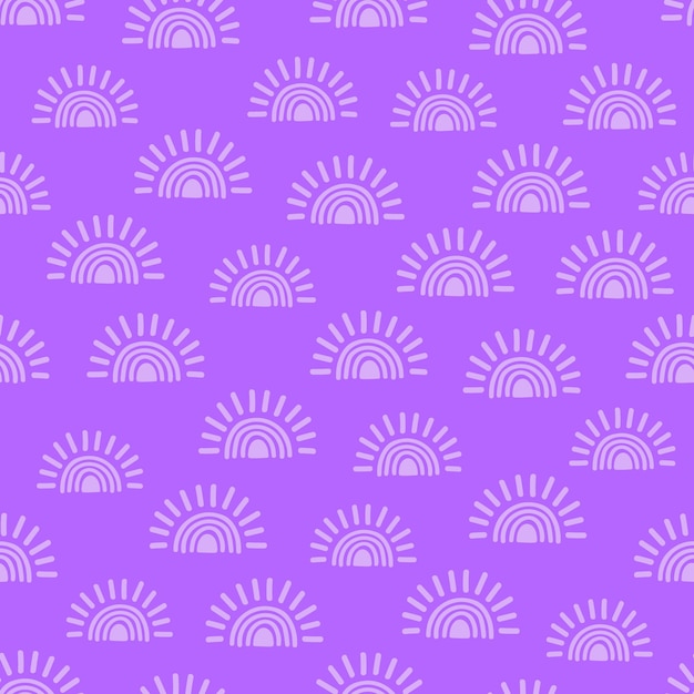 Purple seamless pattern with light purple sun