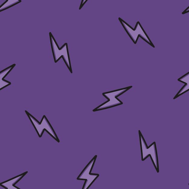 Vector purple seamless pattern with lightning bolt