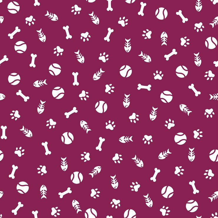 Vector purple seamless pattern with pet elements