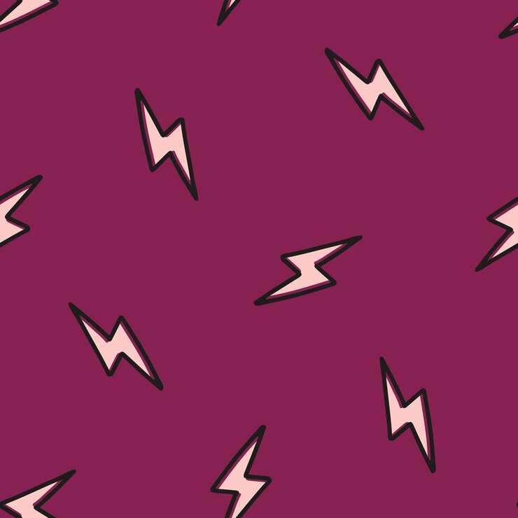 Vector purple seamless pattern with pink bolt.