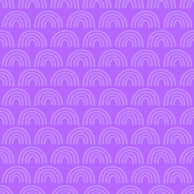 Purple seamless pattern with purple rainbows