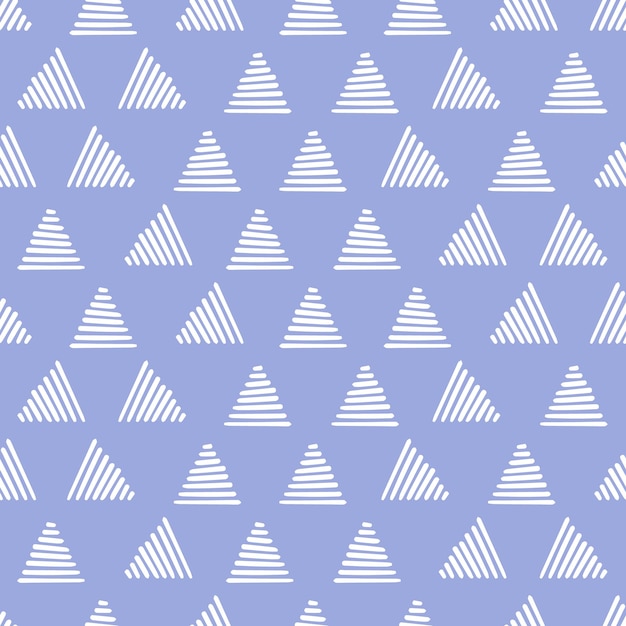 Purple seamless pattern with white stripes triangles