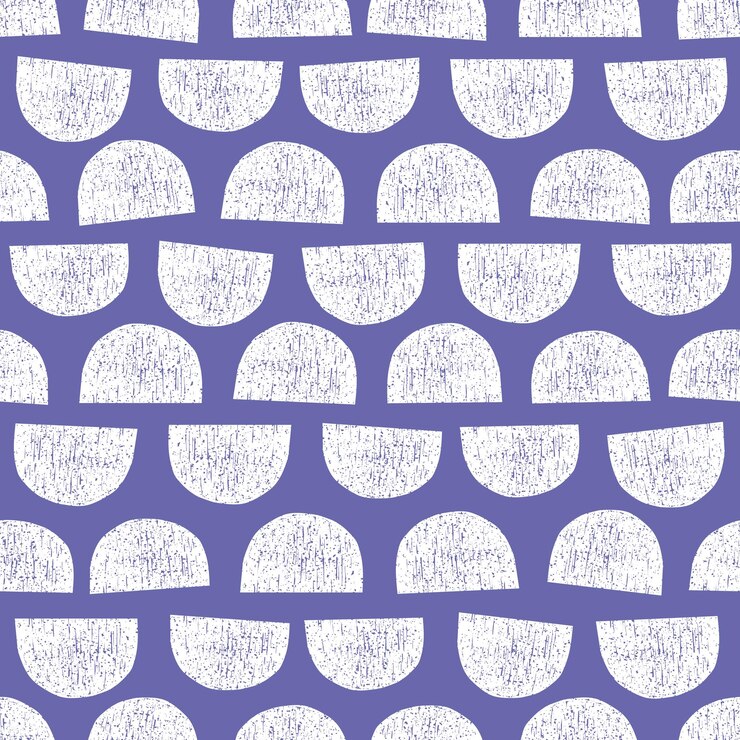 Vector purple seamless pattern with white textured semicircle