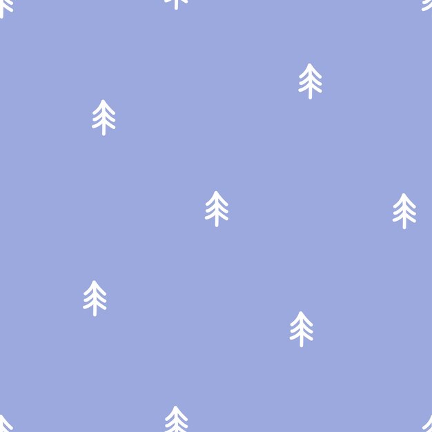 Vector purple seamless pattern with white tiny tree
