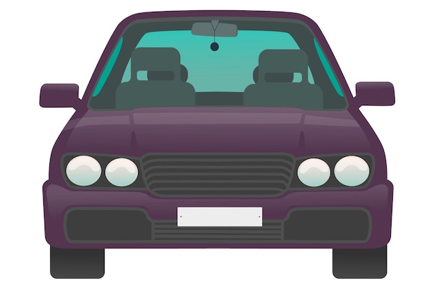 purple sedan isolated on white