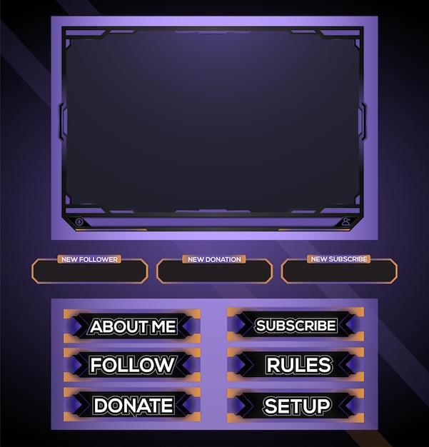 Purple set of live stream gaming element vector design