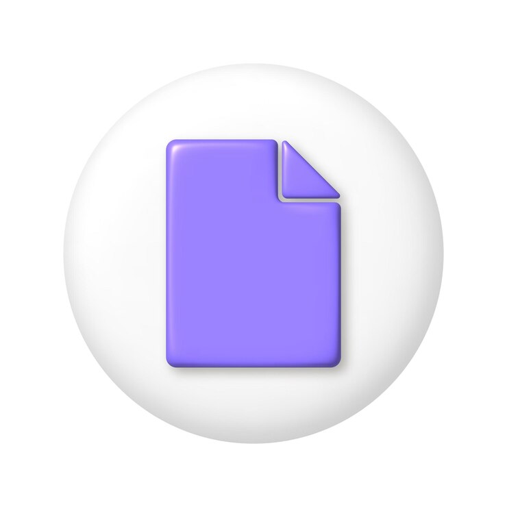 वेक्टर purple sheet of paper document icon on white round button 3d cartoon design element vector illustration
