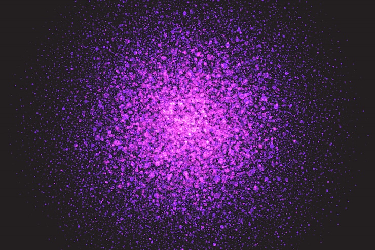 Vector purple shimmer glowing particles abstract background