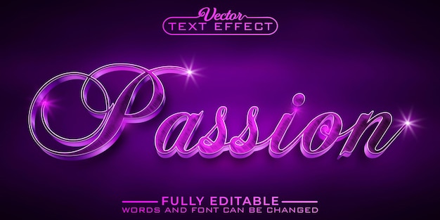 Purple shiny passion vector editable text effect template