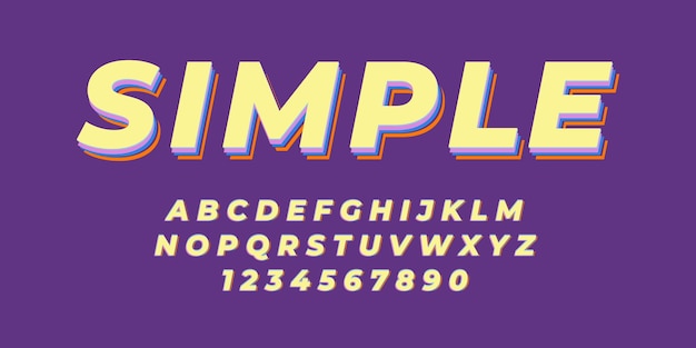 Purple simple text alphabet font effect with flat color