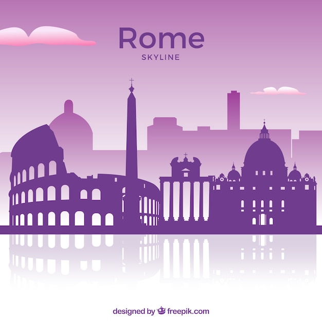 Vector purple skyline of rome