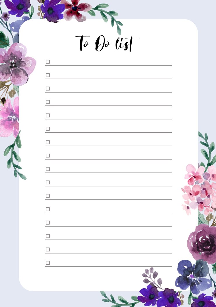 Vector purple and soft blue background to do list watercolor