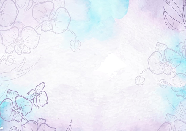 Фиолетовый всплеск и рисованной цветы акварель фон