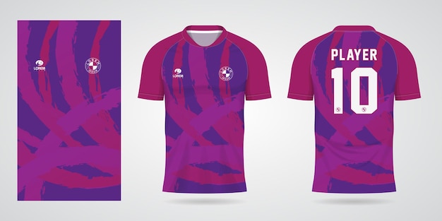 팀 유니폼과 축구 티셔츠 디자인을 위한 보라색 스포츠 저지 템플릿