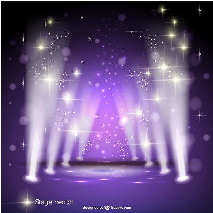 Vector 보라색 스포트라이트 무대
