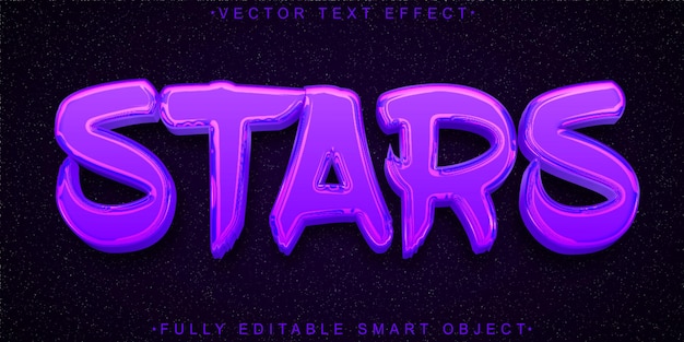 Purple stars vector effetto di testo dell'oggetto intelligente completamente modificabile