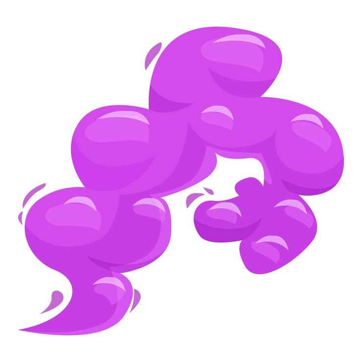 Vector purple steam cloud is floating and forming funny shapes