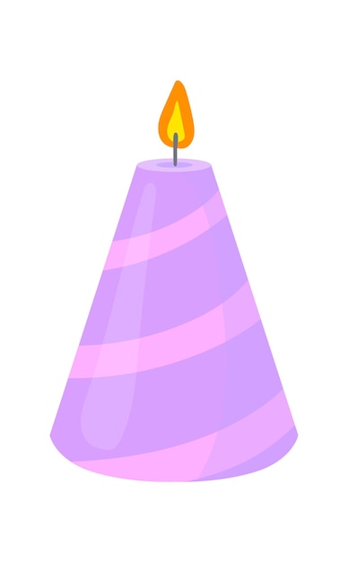 Purple striped Candle. Scented candlelight for meet, vector illustration isolated on white background