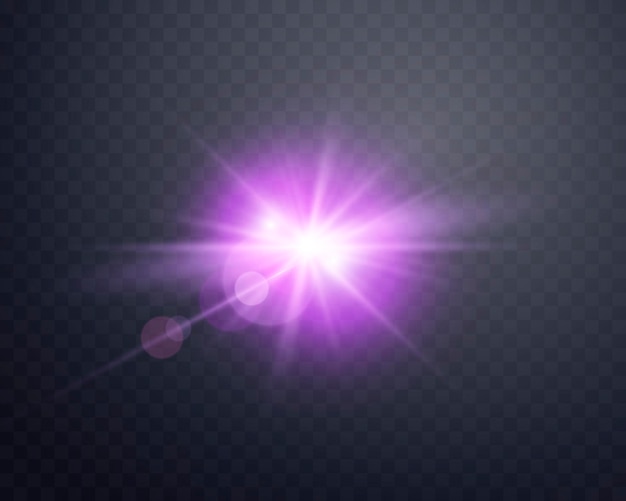 紫色の太陽光レンズ フレア 太陽のフラッシュ 射線とスポットライト 輝く爆発爆発