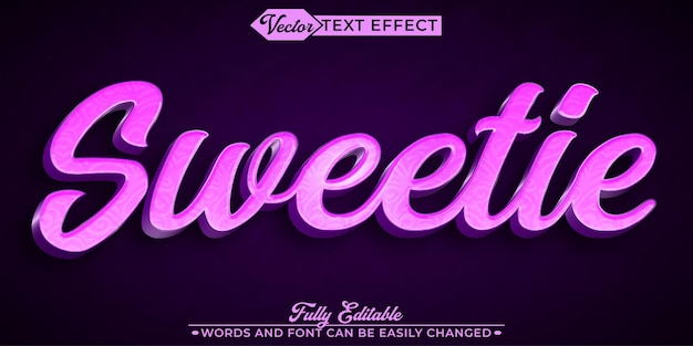 Purple Sweetie Vector bewerkbare tekst-effect sjabloon