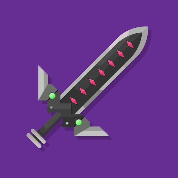 Vector a purple sword with a pink diamond on the blade, great for a logo or icon.