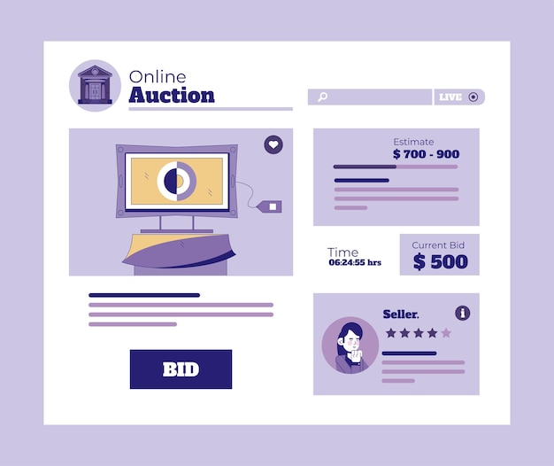 Vector purple template auction website design