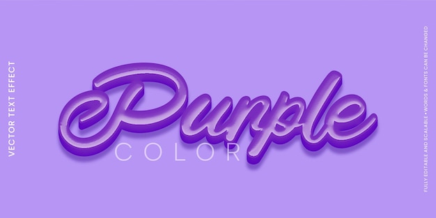 Purple text color vector text effect
