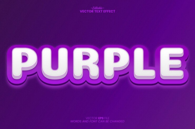 Vector purple text effect editabe vector