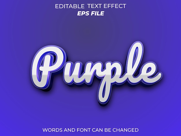 Purple text effect font editable typography 3d text vector template