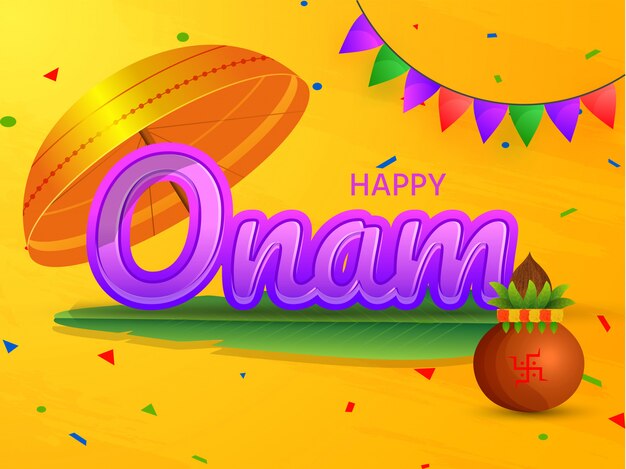 Purple text happy onam