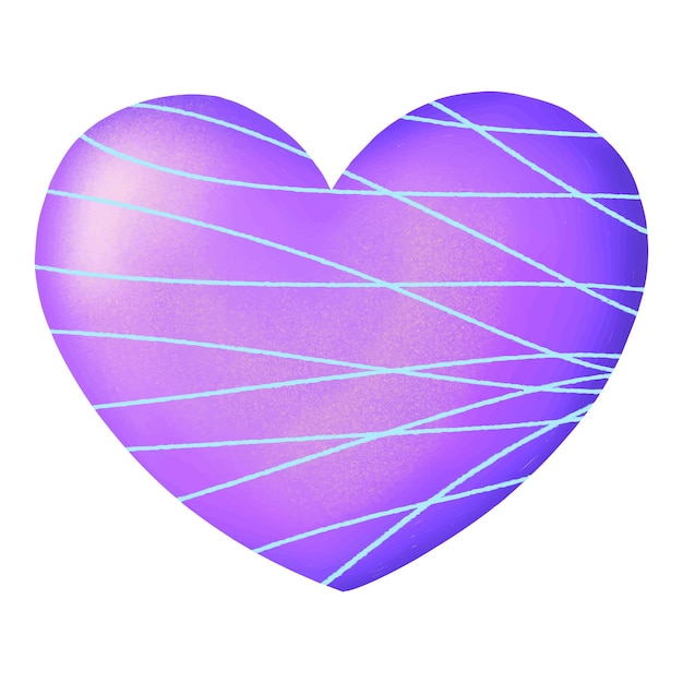 Purple threedimensional heart on a white background design for valentines day vector illustration