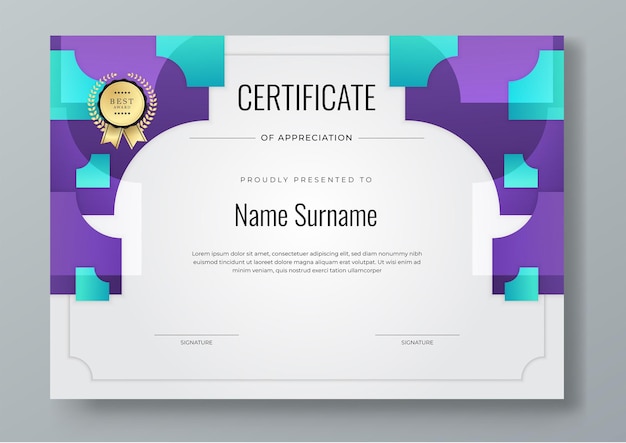 Purple tosca and white Professional Certificate Certificate Of Appreciation Template Design