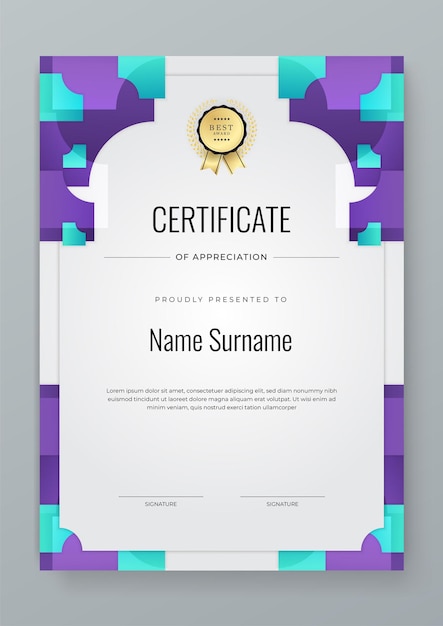 Purple tosca and white Professional Certificate Certificate Of Appreciation Template Design