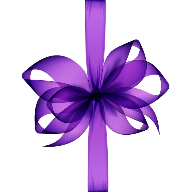 Vector purple transparent bow and ribbon