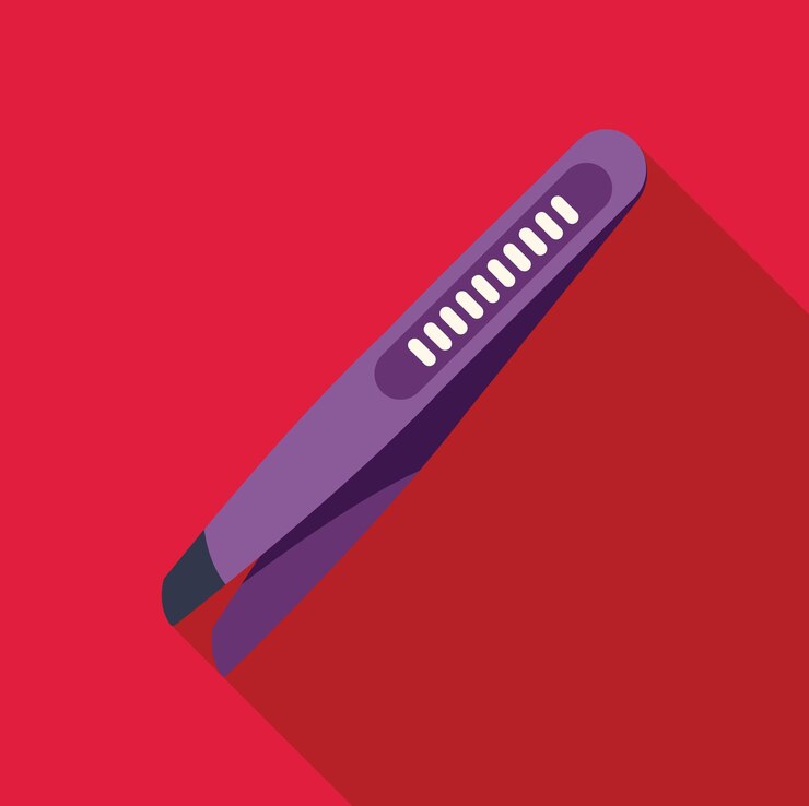 Vector purple tweezers lying on a red background