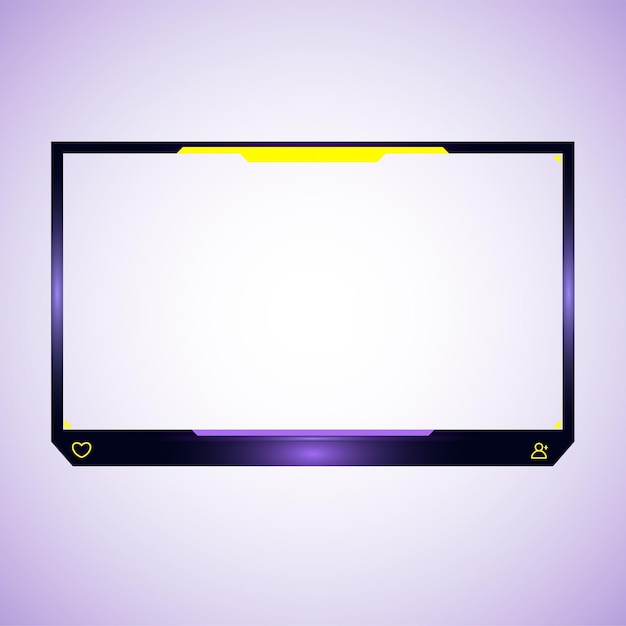 Vettore viola twitch facecam overlay design elemento di gioco in streaming live