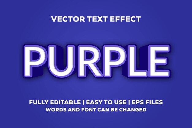 Purple vector text effect fully editable